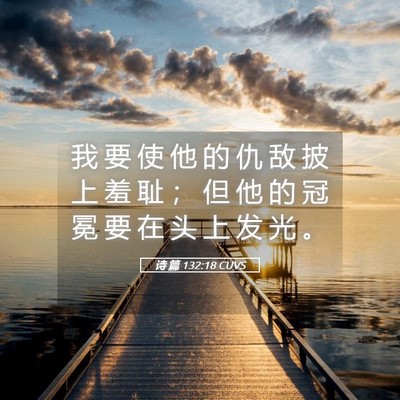 Picture 05 - 诗 篇 132:18 CUVS - 我 要 使 他 的 仇 敌 披 上 羞 耻 ； - Bible Verse Picture