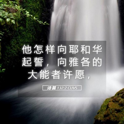 Picture 05 - 诗 篇 132:2 CUVS - 他 怎 样 向 耶 和 华 起 誓 ， 向 雅 - Bible Verse Picture