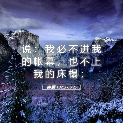 Picture 05 - 诗 篇 132:3 CUVS - 说 ： 我 必 不 进 我 的 帐 幕 ， 也 - Bible Verse Picture