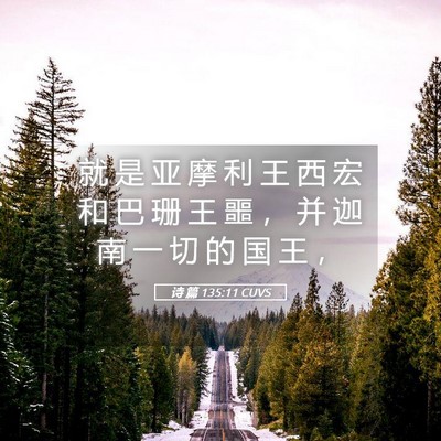 Picture 05 - 诗 篇 135:11 CUVS - 就 是 亚 摩 利 王 西 宏 和 巴 珊 王 - Bible Verse Picture