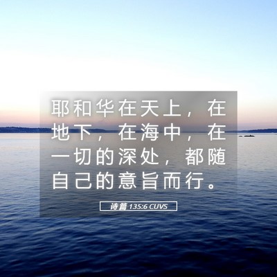 Picture 05 - 诗 篇 135:6 CUVS - 耶 和 华 在 天 上 ， 在 地 下 ， 在 - Bible Verse Picture