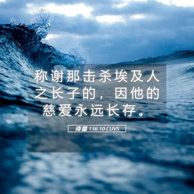 Picture 05 - 诗 篇 136:10 CUVS - 称 谢 那 击 杀 埃 及 人 之 长 子 的 - Bible Verse Picture