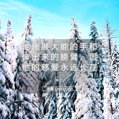 Picture 05 - 诗 篇 136:12 CUVS - 他 施 展 大 能 的 手 和 伸 出 来 的 - Bible Verse Picture