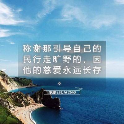 Picture 05 - 诗 篇 136:16 CUVS - 称 谢 那 引 导 自 己 的 民 行 走 旷 - Bible Verse Picture