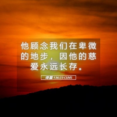 Picture 05 - 诗 篇 136:23 CUVS - 他 顾 念 我 们 在 卑 微 的 地 步 ， - Bible Verse Picture