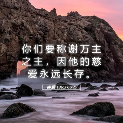Picture 05 - 诗 篇 136:3 CUVS - 你 们 要 称 谢 万 主 之 主 ， 因 他 - Bible Verse Picture