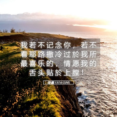 Picture 05 - 诗 篇 137:6 CUVS - 我 若 不 记 念 你 ， 若 不 看 耶 路 - Bible Verse Picture