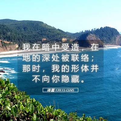 Picture 05 - 诗 篇 139:15 CUVS - 我 在 暗 中 受 造 ， 在 地 的 深 处 - Bible Verse Picture