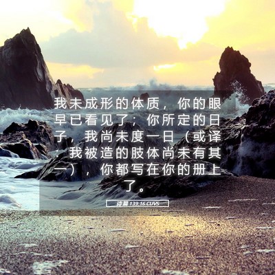Picture 05 - 诗 篇 139:16 CUVS - 我 未 成 形 的 体 质 ， 你 的 眼 早 - Bible Verse Picture