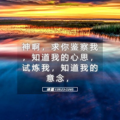 Picture 05 - 诗 篇 139:23 CUVS - 神 啊 ， 求 你 鉴 察 我 ， 知 道 我 - Bible Verse Picture