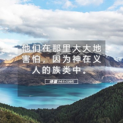 Picture 05 - 诗 篇 14:5 CUVS - 他 们 在 那 里 大 大 地 害 怕 ， 因 - Bible Verse Picture