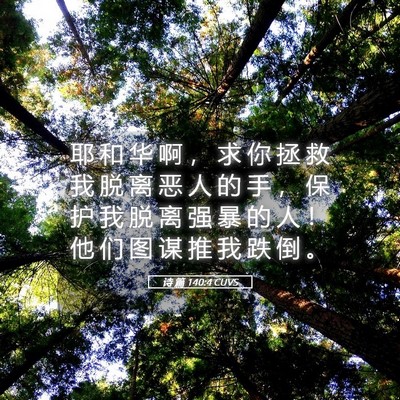 Picture 05 - 诗 篇 140:4 CUVS - 耶 和 华 啊 ， 求 你 拯 救 我 脱 离 - Bible Verse Picture