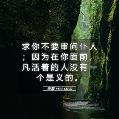 Picture 05 - 诗 篇 143:2 CUVS - 求 你 不 要 审 问 仆 人 ； 因 为 在 - Bible Verse Picture