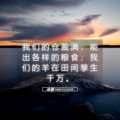 Picture 05 - 诗 篇 144:13 CUVS - 我 们 的 仓 盈 满 ， 能 出 各 样 的 - Bible Verse Picture