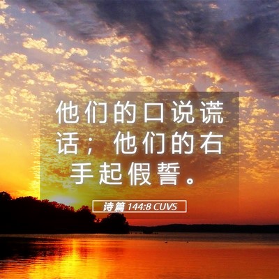 Picture 05 - 诗 篇 144:8 CUVS - 他 们 的 口 说 谎 话 ； 他 们 的 右 - Bible Verse Picture