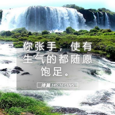 Picture 05 - 诗 篇 145:16 CUVS - 你 张 手 ， 使 有 生 气 的 都 随 愿 - Bible Verse Picture