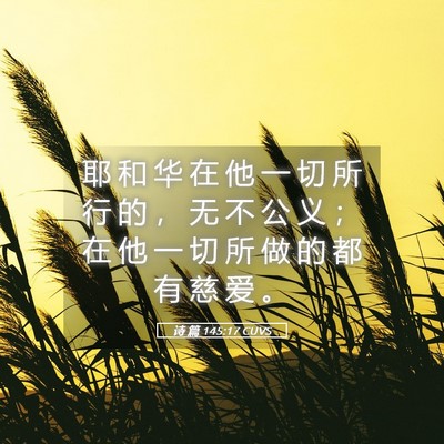 Picture 05 - 诗 篇 145:17 CUVS - 耶 和 华 在 他 一 切 所 行 的 ， 无 - Bible Verse Picture