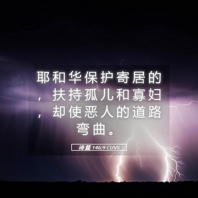 Picture 05 - 诗 篇 146:9 CUVS - 耶 和 华 保 护 寄 居 的 ， 扶 持 孤 - Bible Verse Picture