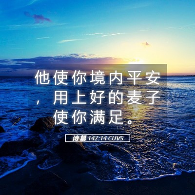 Picture 05 - 诗 篇 147:14 CUVS - 他 使 你 境 内 平 安 ， 用 上 好 的 - Bible Verse Picture
