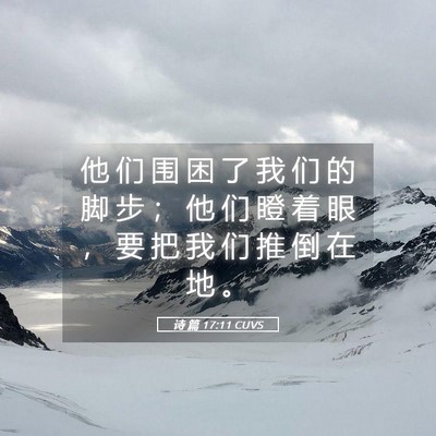 Picture 05 - 诗 篇 17:11 CUVS - 他 们 围 困 了 我 们 的 脚 步 ； 他 - Bible Verse Picture