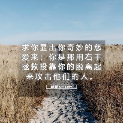 Picture 05 - 诗 篇 17:7 CUVS - 求 你 显 出 你 奇 妙 的 慈 爱 来 ； - Bible Verse Picture