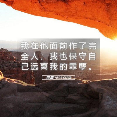 Picture 05 - 诗 篇 18:23 CUVS - 我 在 他 面 前 作 了 完 全 人 ； 我 - Bible Verse Picture