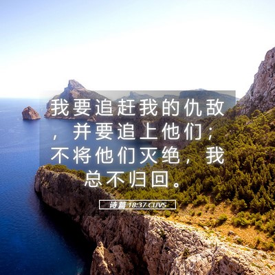 Picture 05 - 诗 篇 18:37 CUVS - 我 要 追 赶 我 的 仇 敌 ， 并 要 追 - Bible Verse Picture