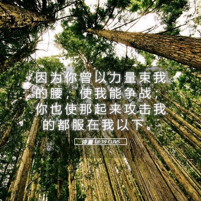Picture 05 - 诗 篇 18:39 CUVS - 因 为 你 曾 以 力 量 束 我 的 腰 ， - Bible Verse Picture