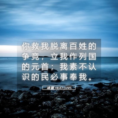 Picture 05 - 诗 篇 18:43 CUVS - 你 救 我 脱 离 百 姓 的 争 竞 ， 立 - Bible Verse Picture