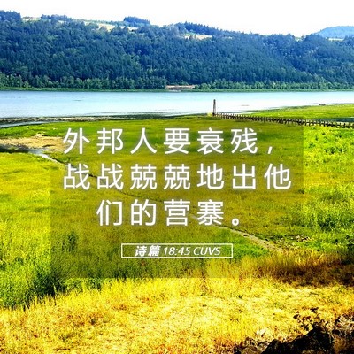 Picture 05 - 诗 篇 18:45 CUVS - 外 邦 人 要 衰 残 ， 战 战 兢 兢 地 - Bible Verse Picture