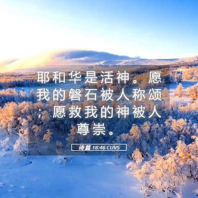 Picture 05 - 诗 篇 18:46 CUVS - 耶 和 华 是 活 神 。 愿 我 的 磐 石 - Bible Verse Picture