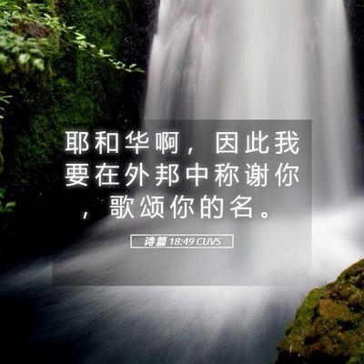 Picture 05 - 诗 篇 18:49 CUVS - 耶 和 华 啊 ， 因 此 我 要 在 外 邦 - Bible Verse Picture