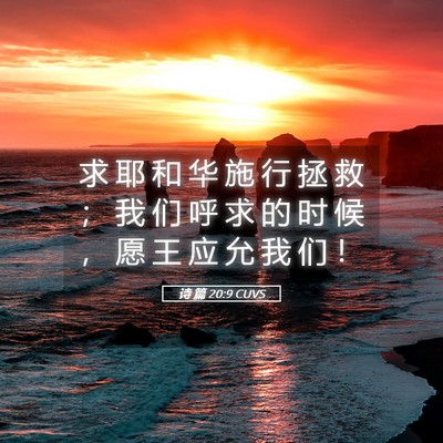 Picture 05 - 诗 篇 20:9 CUVS - 求 耶 和 华 施 行 拯 救 ； 我 们 呼 - Bible Verse Picture