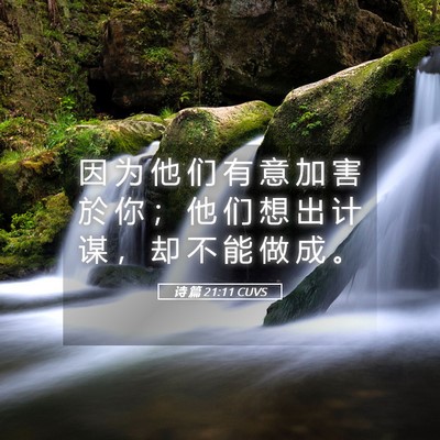 Picture 05 - 诗 篇 21:11 CUVS - 因 为 他 们 有 意 加 害 於 你 ； 他 - Bible Verse Picture