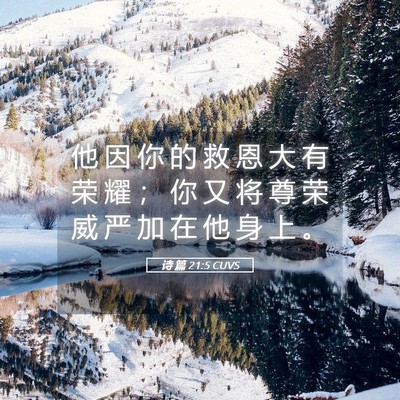 Picture 05 - 诗 篇 21:5 CUVS - 他 因 你 的 救 恩 大 有 荣 耀 ； 你 - Bible Verse Picture