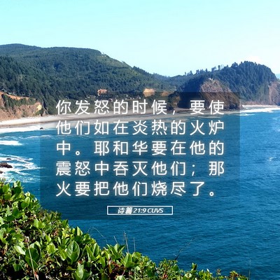 Picture 05 - 诗 篇 21:9 CUVS - 你 发 怒 的 时 候 ， 要 使 他 们 如 - Bible Verse Picture