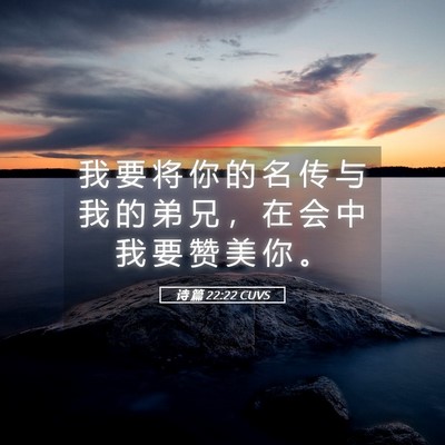 Picture 05 - 诗 篇 22:22 CUVS - 我 要 将 你 的 名 传 与 我 的 弟 兄 - Bible Verse Picture