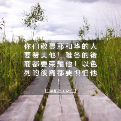 Picture 05 - 诗 篇 22:23 CUVS - 你 们 敬 畏 耶 和 华 的 人 要 赞 美 - Bible Verse Picture