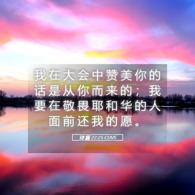 Picture 05 - 诗 篇 22:25 CUVS - 我 在 大 会 中 赞 美 你 的 话 是 从 - Bible Verse Picture