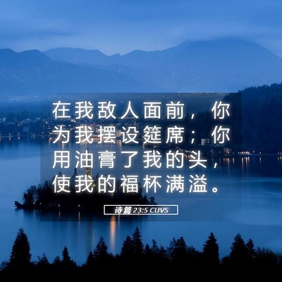 Picture 05 - 诗 篇 23:5 CUVS - 在 我 敌 人 面 前 ， 你 为 我 摆 设 - Bible Verse Picture