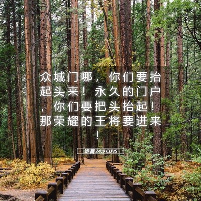 Picture 05 - 诗 篇 24:9 CUVS - 众 城 门 哪 ， 你 们 要 抬 起 头 来 - Bible Verse Picture