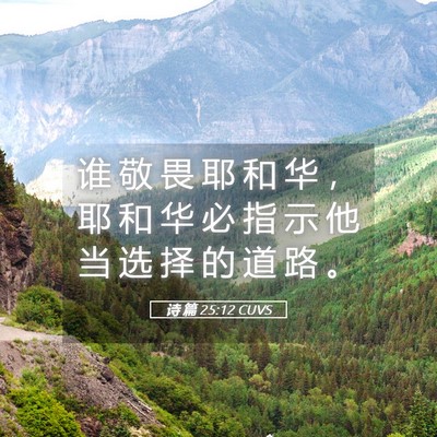 Picture 05 - 诗 篇 25:12 CUVS - 谁 敬 畏 耶 和 华 ， 耶 和 华 必 指 - Bible Verse Picture