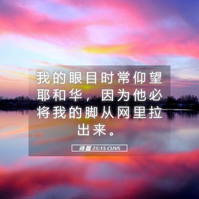 Picture 05 - 诗 篇 25:15 CUVS - 我 的 眼 目 时 常 仰 望 耶 和 华 ， - Bible Verse Picture