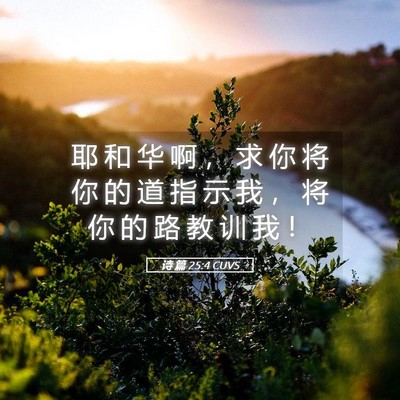 Picture 05 - 诗 篇 25:4 CUVS - 耶 和 华 啊 ， 求 你 将 你 的 道 指 - Bible Verse Picture