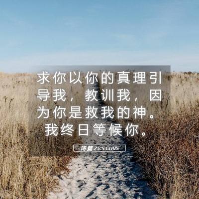 Picture 05 - 诗 篇 25:5 CUVS - 求 你 以 你 的 真 理 引 导 我 ， 教 - Bible Verse Picture
