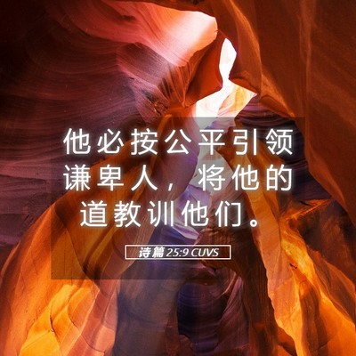 Picture 05 - 诗 篇 25:9 CUVS - 他 必 按 公 平 引 领 谦 卑 人 ， 将 - Bible Verse Picture