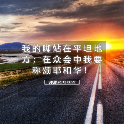 Picture 05 - 诗 篇 26:12 CUVS - 我 的 脚 站 在 平 坦 地 方 ； 在 众 - Bible Verse Picture