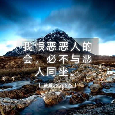 Picture 05 - 诗 篇 26:5 CUVS - 我 恨 恶 恶 人 的 会 ， 必 不 与 恶 - Bible Verse Picture