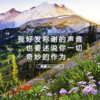 Picture 05 - 诗 篇 26:7 CUVS - 我 好 发 称 谢 的 声 音 ， 也 要 述 - Bible Verse Picture