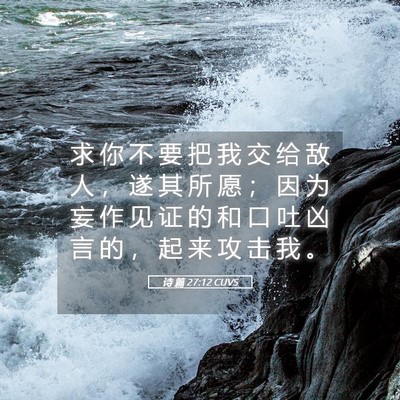 Picture 05 - 诗 篇 27:12 CUVS - 求 你 不 要 把 我 交 给 敌 人 ， 遂 - Bible Verse Picture